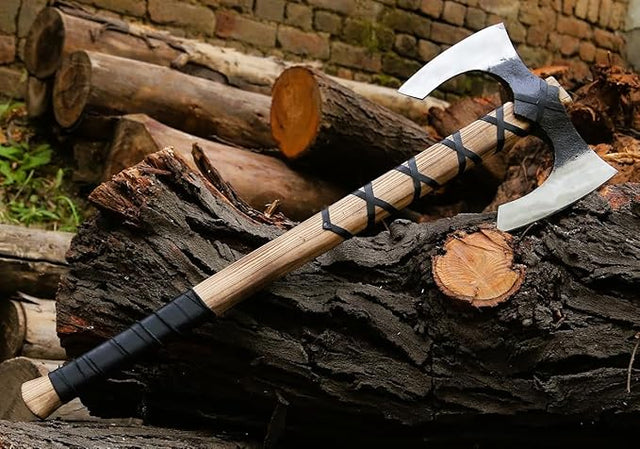 Hand Forged Double-Headed Viking Axe – Handmade Berserker Axe for Forest Hunting & Outdoor Adventures