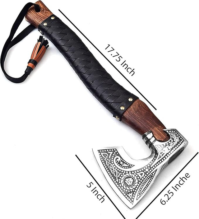 Handmade viking axe real hatchet, Forged carbon steel axe | Outdoor camping axe with premium leather sheath, Viking gifts